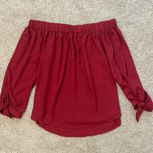 Off shoulder maroon blouse